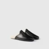 Brushed Leather and Shearling Mules