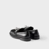 Brushed Leather Loafers with Metal Ring