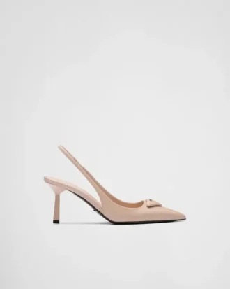 Brushed Leather Slingback Pumps