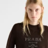 Cashmere and Wool Prada Logo Crew-Neck Sweater