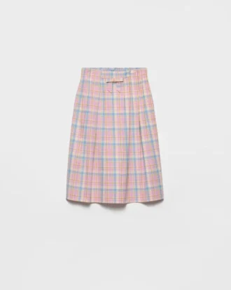 Checked Cotton Midi Skirt