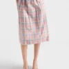 Checked Cotton Midi Skirt