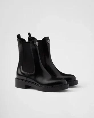 Chocolate Brushed Leather Chelsea Boots