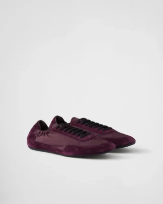 Collapse Re-Nylon and Suede Elasticized Sneakers