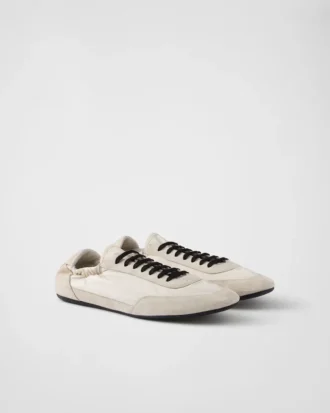 Collapse Re-Nylon and Suede Elasticized Sneakers