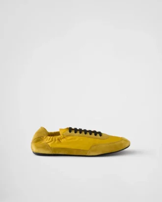 Collapse Re-Nylon and Suede Elasticized Sneakers