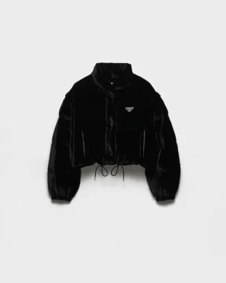 Convertible Cropped Velvet Down Jacket