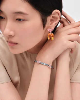 Couleur Vivante Bracelet – White Gold with Morganite and Aquamarine