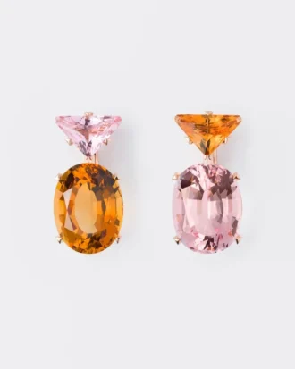 Couleur Vivante Pendant Earrings – Rose Gold with Morganite and Citrine
