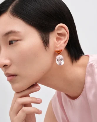 Couleur Vivante Pendant Earrings – Rose Gold with Morganite and Citrine