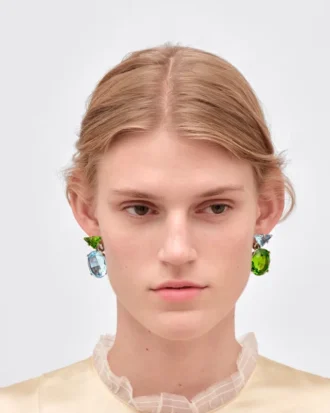 Couleur Vivante Pendant Earrings – White Gold with Aquamarine and Peridot