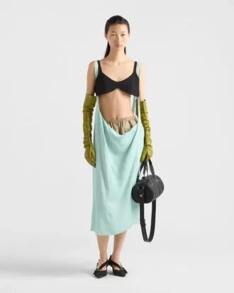 Crepe Skirt with Suspender Straps