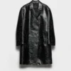 Croco-Print Leather Coat