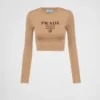 Cropped Silk Sweater with Logo