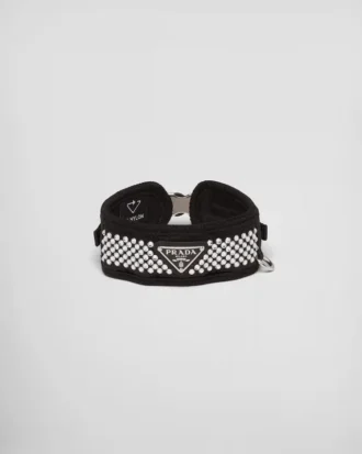 Crystal-Studded Satin Pet Collar