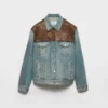Denim and Leather Blouson Jacket