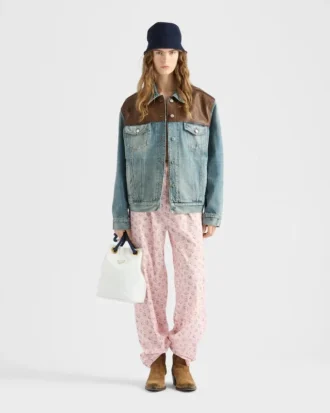 Denim and Leather Blouson Jacket