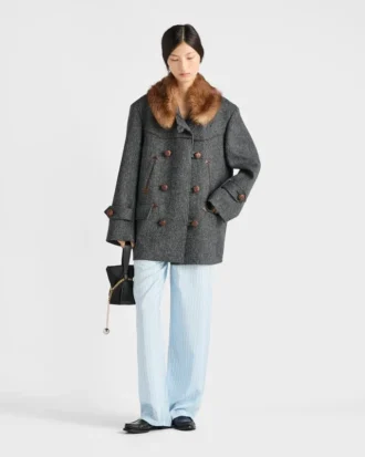 Double-Breasted Chevron Peacoat