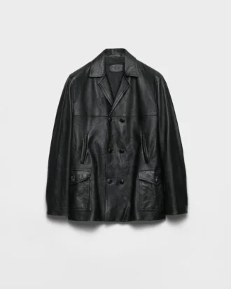 Double-Breasted Nappa Leather Caban Jacket