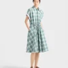 Embroidered Checked Cotton Dress