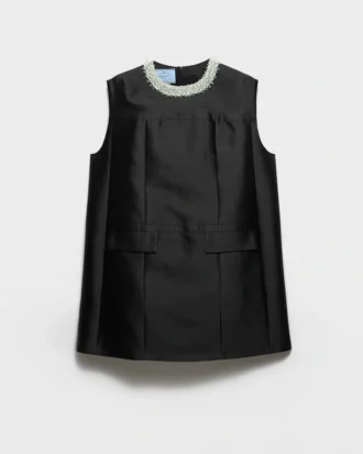 Embroidered Double Shantung Dress