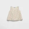 Embroidered Floral Print Linen Top