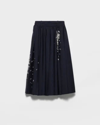 Embroidered Rush Stitch Midi-Skirt