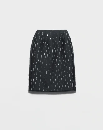 Embroidered Scuba Midi-Skirt