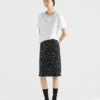 Embroidered Scuba Midi-Skirt