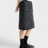 Embroidered Scuba Midi-Skirt