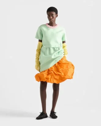 Embroidered Slubbed Gazar Dress