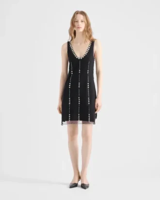 Embroidered Tulle Mini-Dress