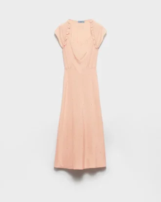 Embroidered Vintage-Look Habutai Silk Dress