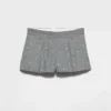 Embroidered Wool Pinstripe Shorts