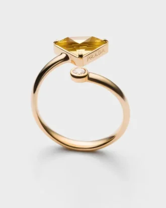 Eternal Gold Contraria Ring in Yellow Gold with Diamond and Green Quartz