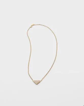 Eternal Gold Eternal Mini Triangle Pendant Necklace in Yellow Gold and Diamonds