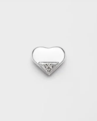 Eternal Gold Nano Heart Single Earring in White Gold with Laboratory-Grown Diamond