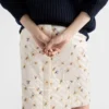 Floral-Print Quilted Satin Skirt