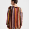 Fringed Multicolored Wool Sweater