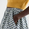 Full Checked Chambray Skirt