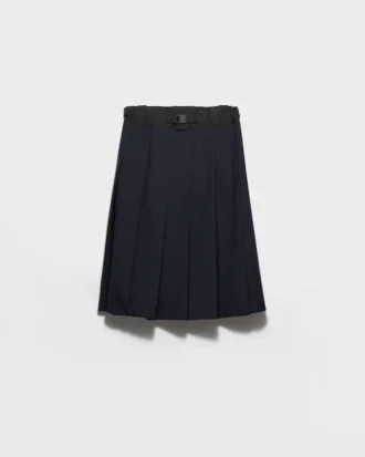 Hopsack and Technical Fabric Midi-Skirt