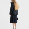 Hopsack and Technical Fabric Midi-Skirt