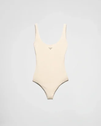 Jersey One-Piece Swimsuit with Rhinestones