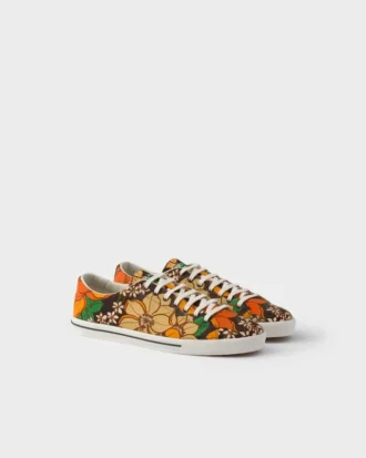 Laced Floral Print Canvas Sneakers