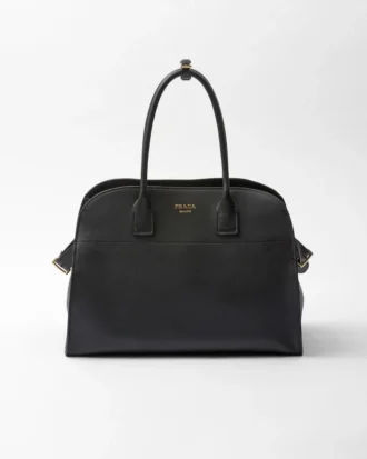 Large Leather Tote Bag with Buckles