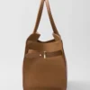Large Leather Tote Bag with Buckles