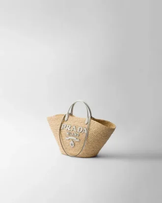 Large Raffia and Leather Shopping Bag