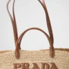 Large Raffia and Leather Shopping Bag