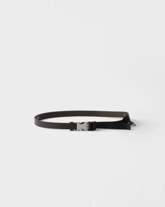 Leather and Woven Nylon Tape Belt