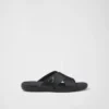 Leather Crisscross Slides